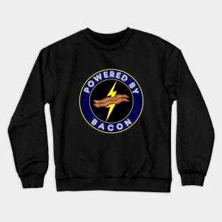 Powered By Bacon Lightning Bold Blue Emblem Crewneck Sweatshirt